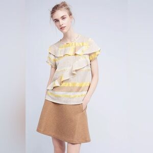 NWT Harlyn/Anthropolgie Pavie Fringe Ruffled Woven Top Size Small